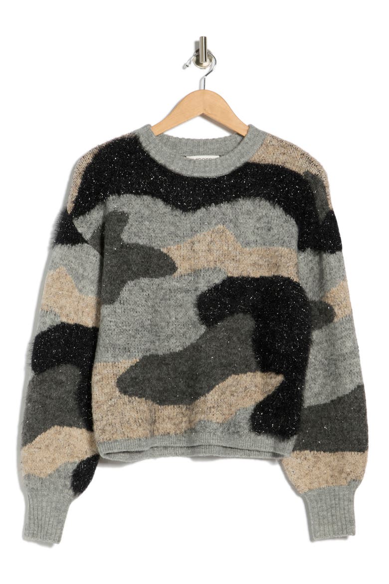 Camo Pullover Sweater, Alternate, color, GREY COMBO