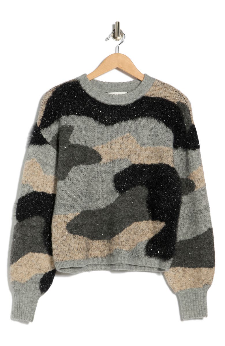 Vigoss Camo Pullover Sweater, Alternate, color, Grey Combo