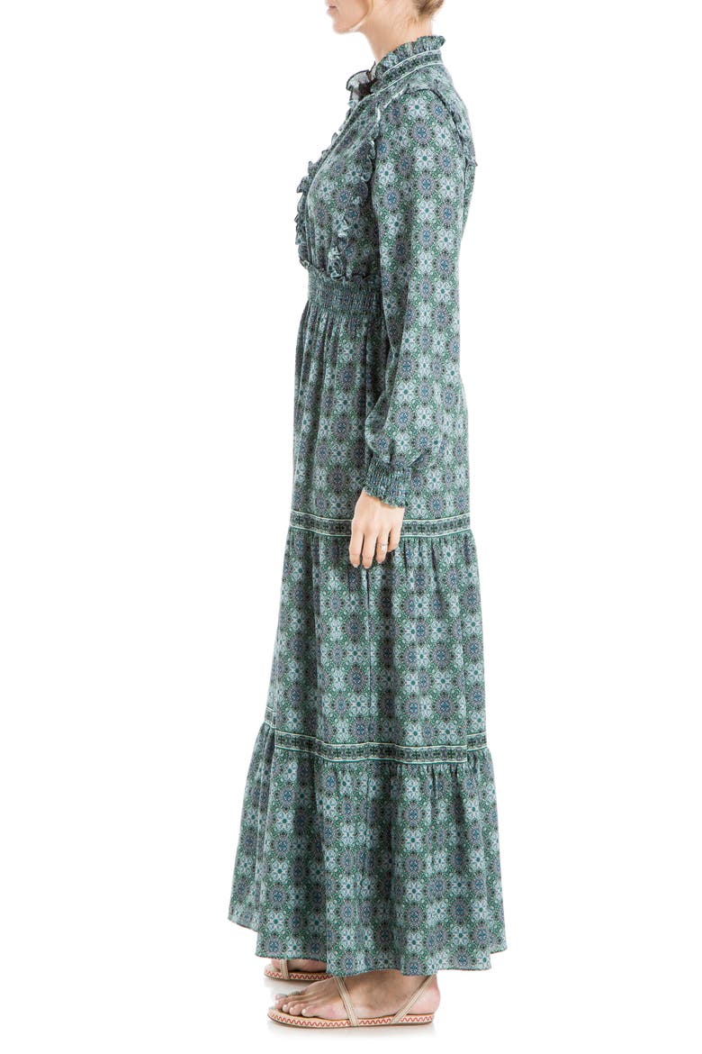 Tiered Long Sleeve Maxi Dress, Alternate, color, DARK GREEN