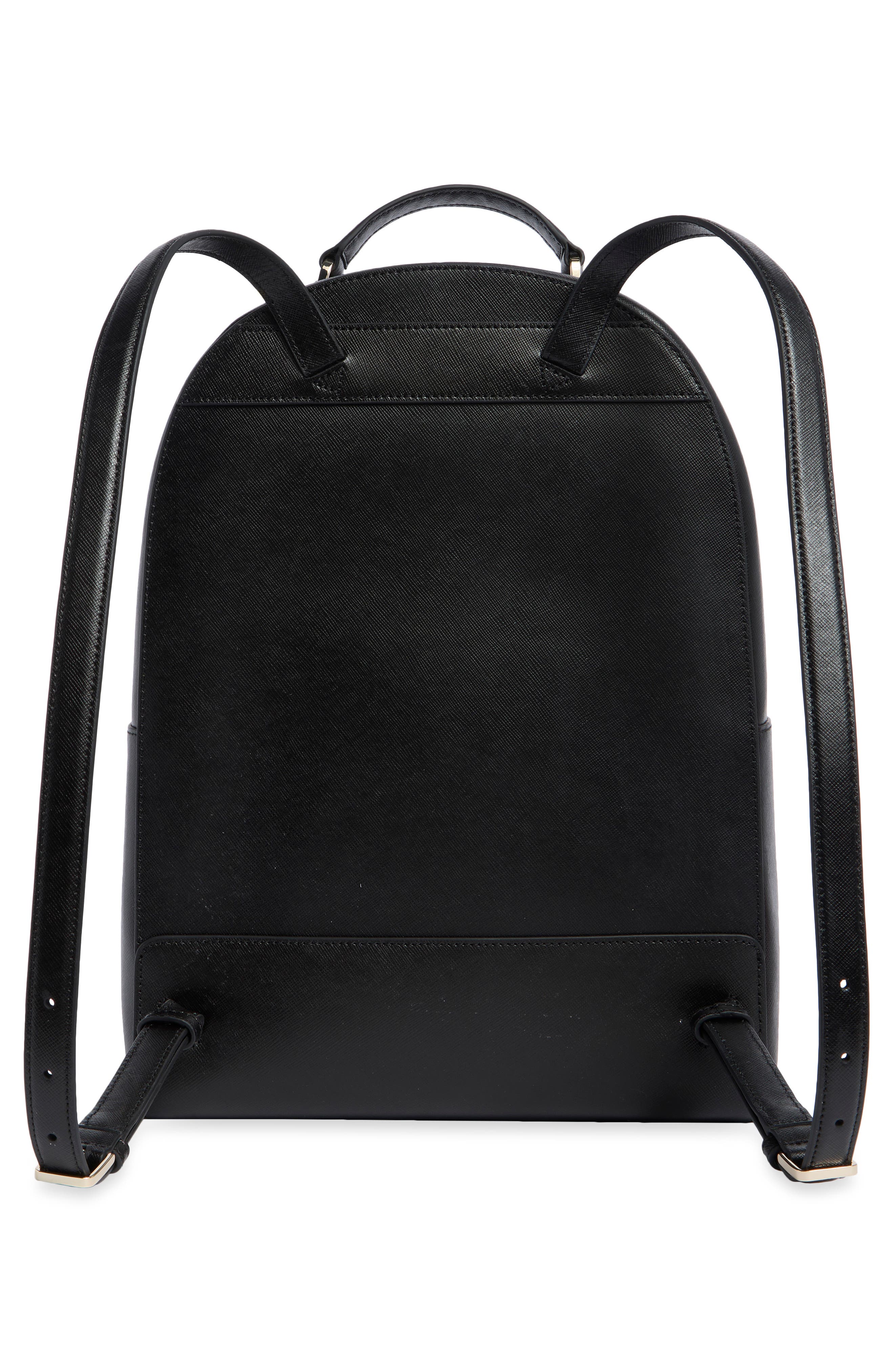 perry large saffiano leather backpack, Alternate, color, BLACK