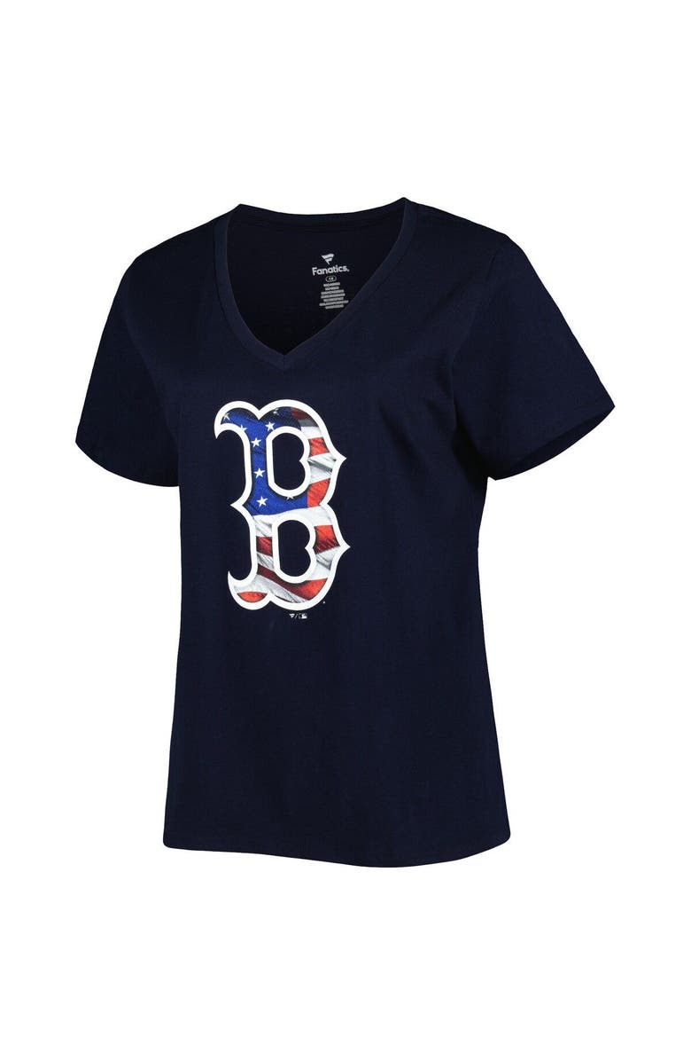 PROFILE Women's Navy Boston Red Sox Plus Size Americana V-Neck T-Shirt, Alternate, color, 