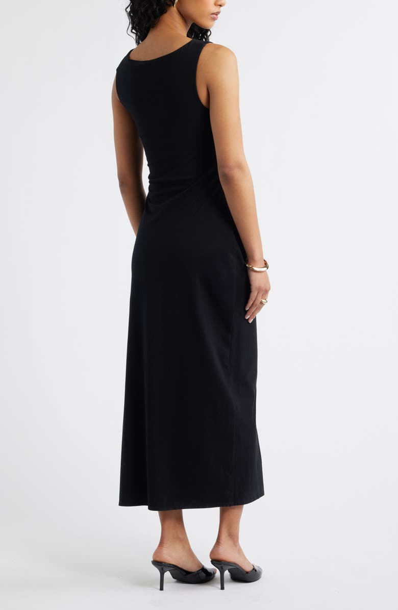 Open Edit Asymmetric Neck Midi Dress, Alternate, color, Black