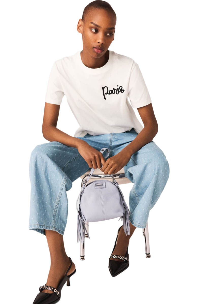 maje T-shirt with embroidered Paris logo, Alternate, color, White