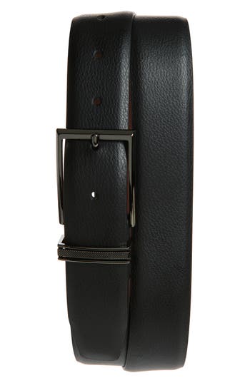 Original Penguin Iron Man Keeper Bonded Leather Belt In Black