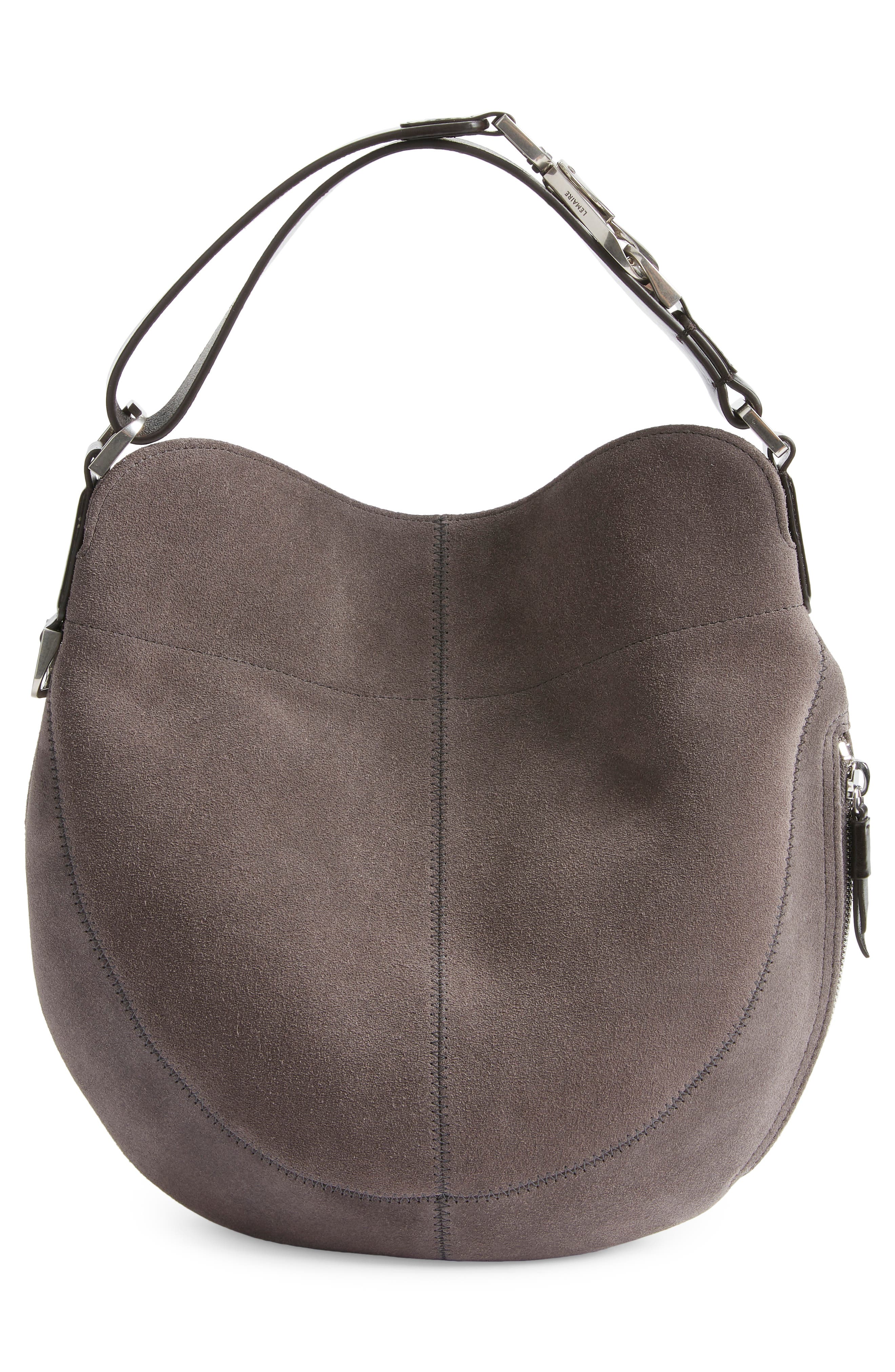 Lemaire Quiver Clip Suede Hobo Bag, Alternate, color, Mink