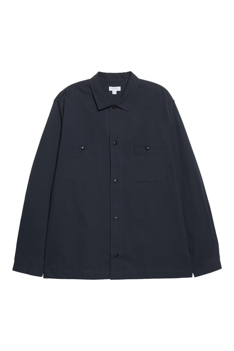 Textured Stretch Cotton Overshirt, Alternate, color, NAVY
