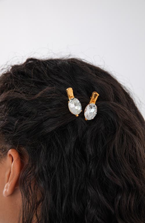 Jennifer Behr Set Of 2 Kara Crystal Hair Clips In Gold
