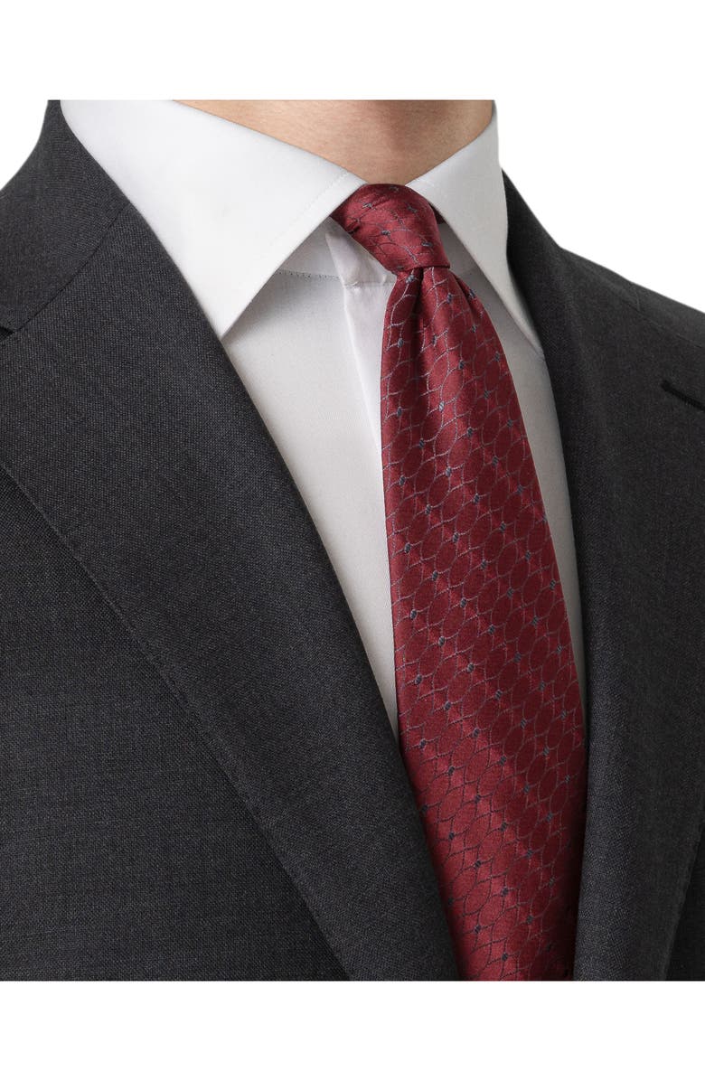 Eton Burgundy Patterned Silk Jacquard Tie, Alternate, color, Med Red