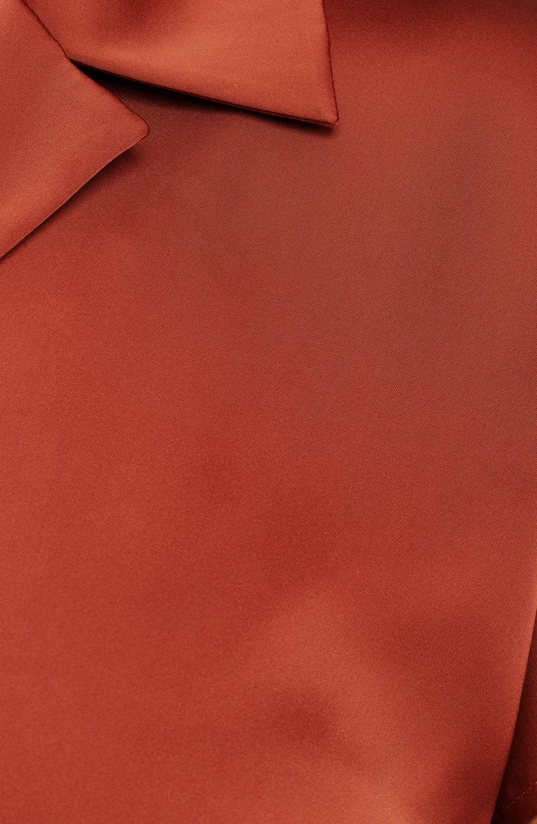 Estelle Amber Satin Button-Up Blouse, Alternate, color, Rust