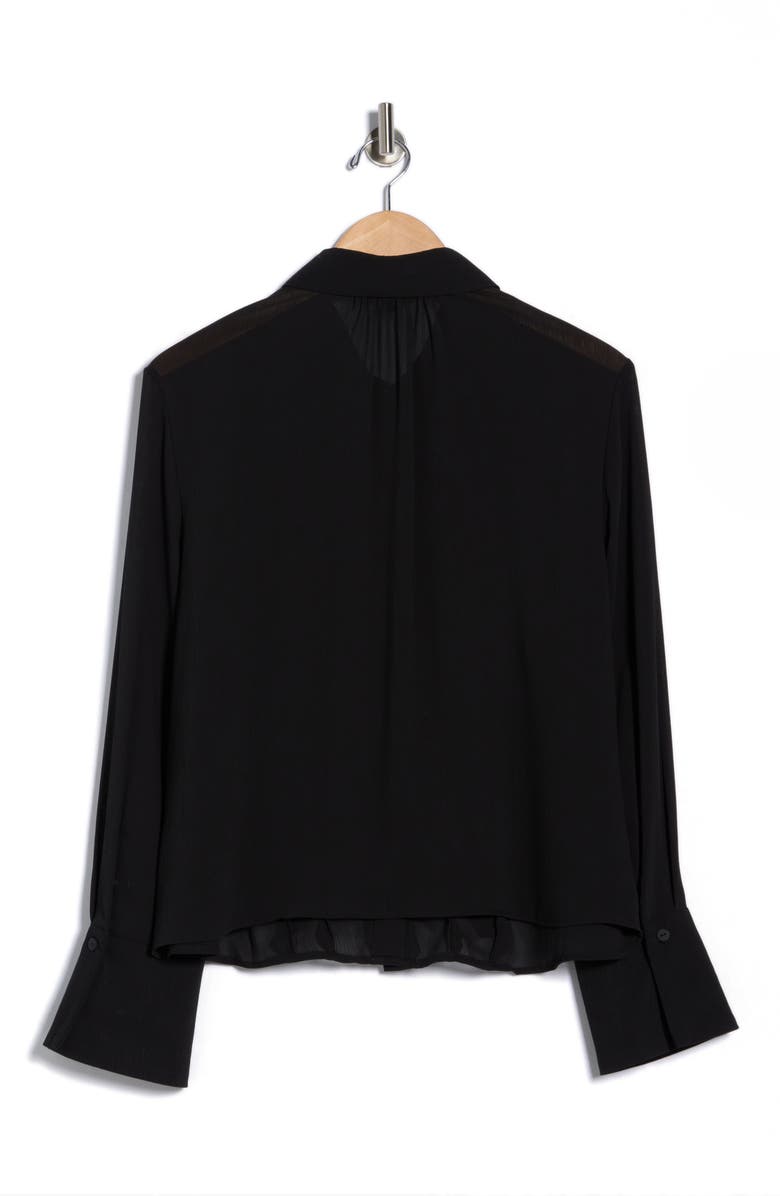 Adrianna Papell Ruffle Front Button-Up Shirt, Alternate, color, Black
