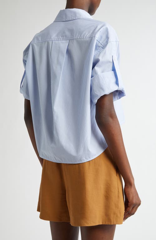 A.l.c . Maude Long Sleeve Roll Tab Crop Shirt In Light Blue