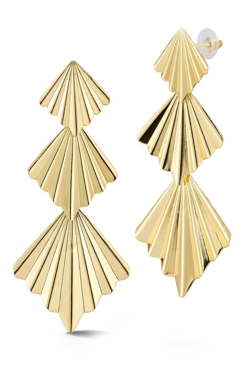 Textured Fan Drop Earrings, Main, color, GOLD