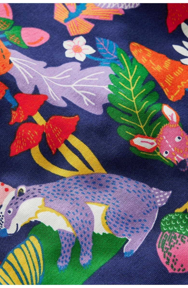 Mini Boden Kids' Woodland Creatures Glow in the Dark Fitted Two-Piece Cotton Pajamas, Alternate, color, Rainbow Forest