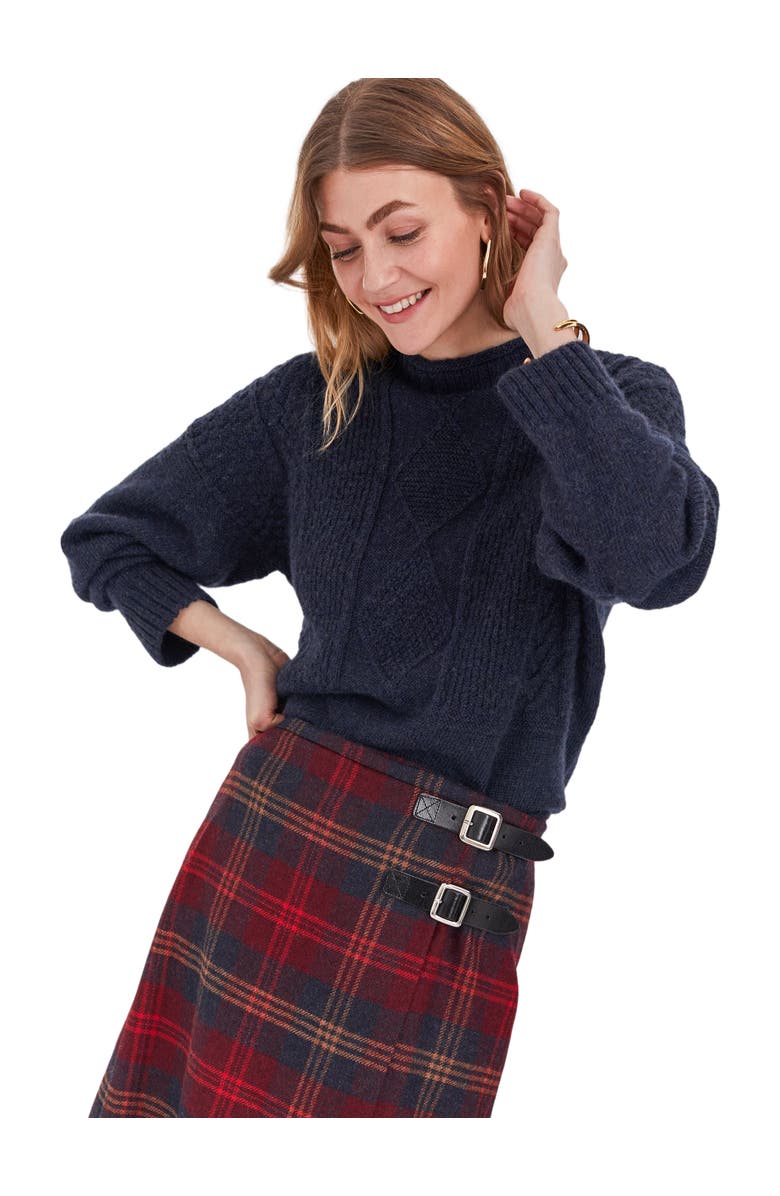 Celtic & Co. British Wool Gansey Sweater, Main, color, Navy