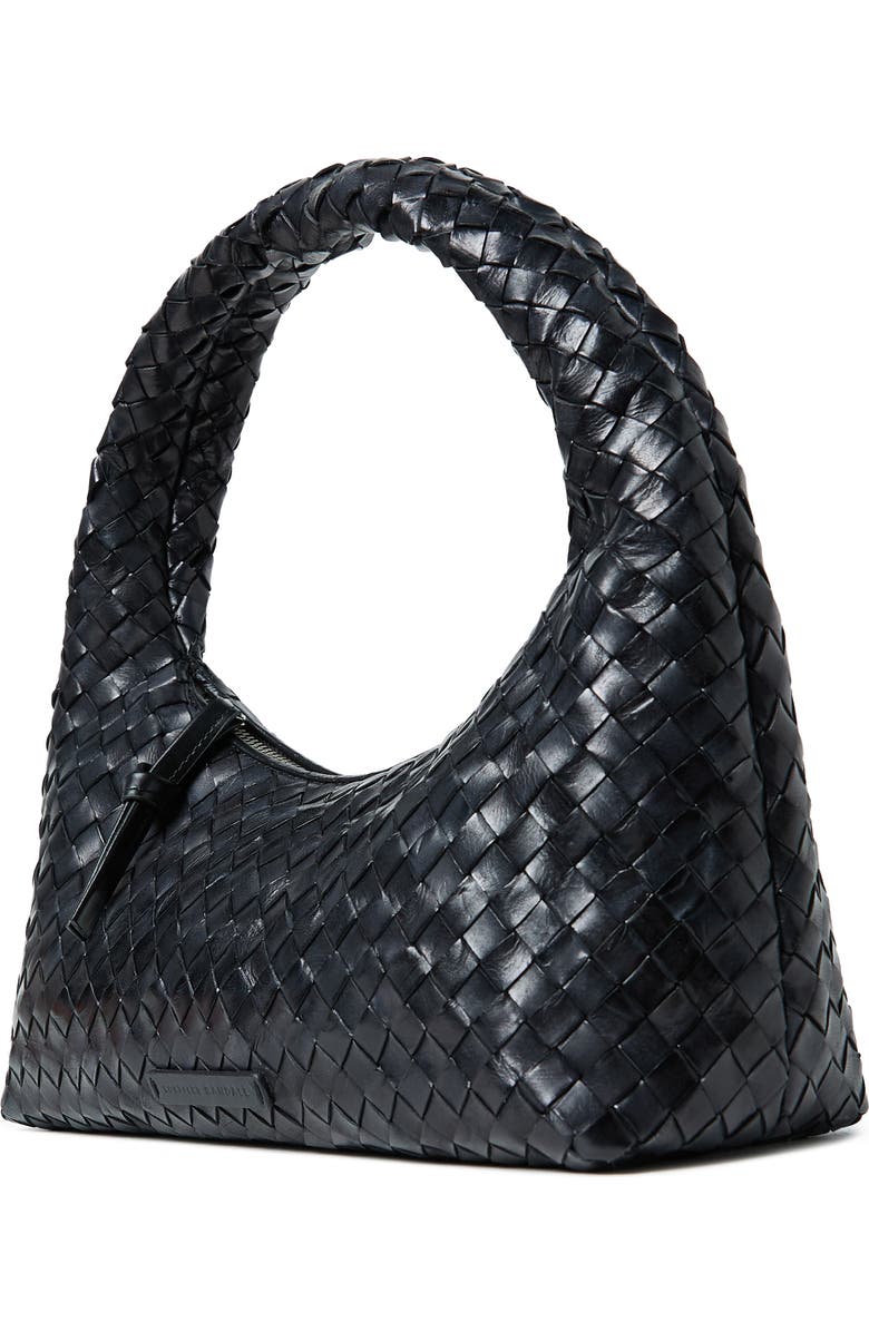 Loeffler Randall Mercer Woven Leather Shoulder Bag, Alternate, color, Black