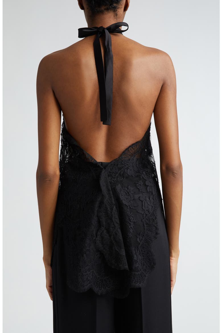 Floral Lace Halter Top, Alternate, color, N0000 NERO