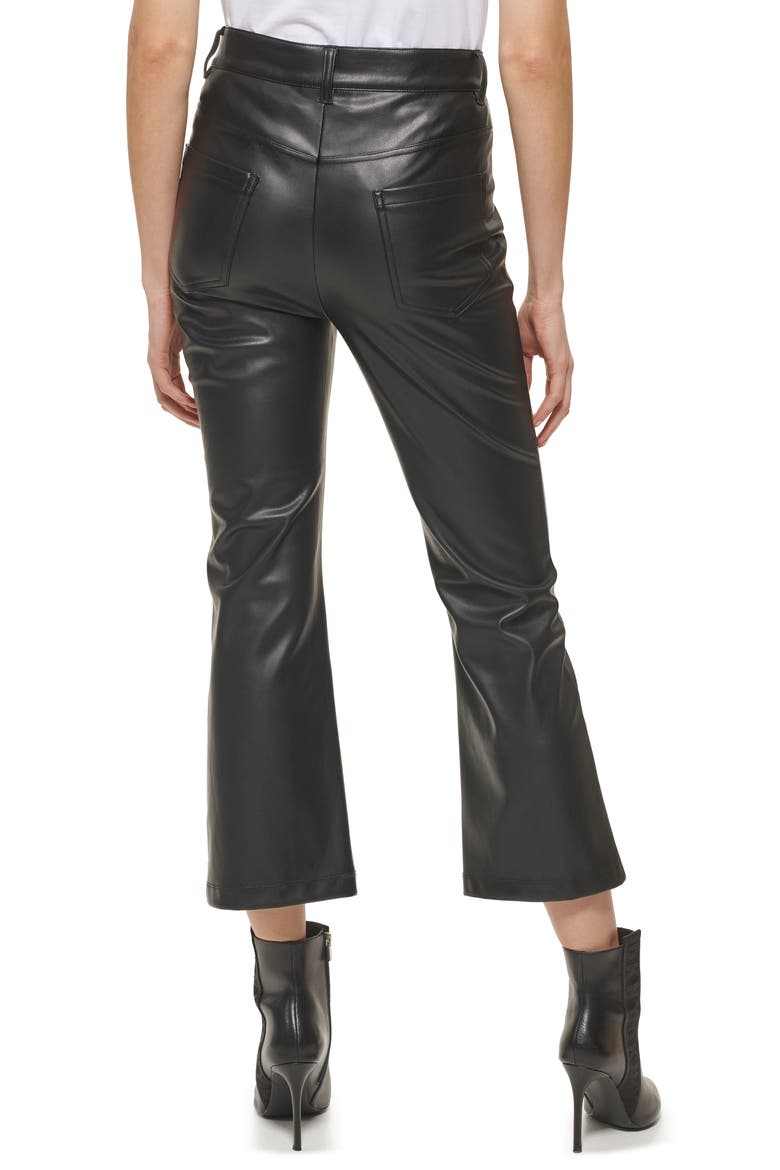 Kick Flare Faux Leather Pants, Alternate, color, BLACK