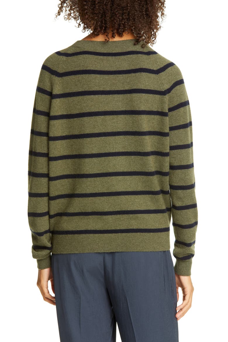 Stripe Wool & Cashmere Sweater, Alternate, color, LIGHT OLIVE/COASTAL