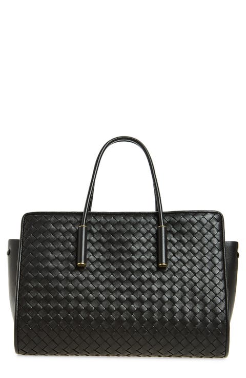 Small Barbara Intrecciato Leather Tote
