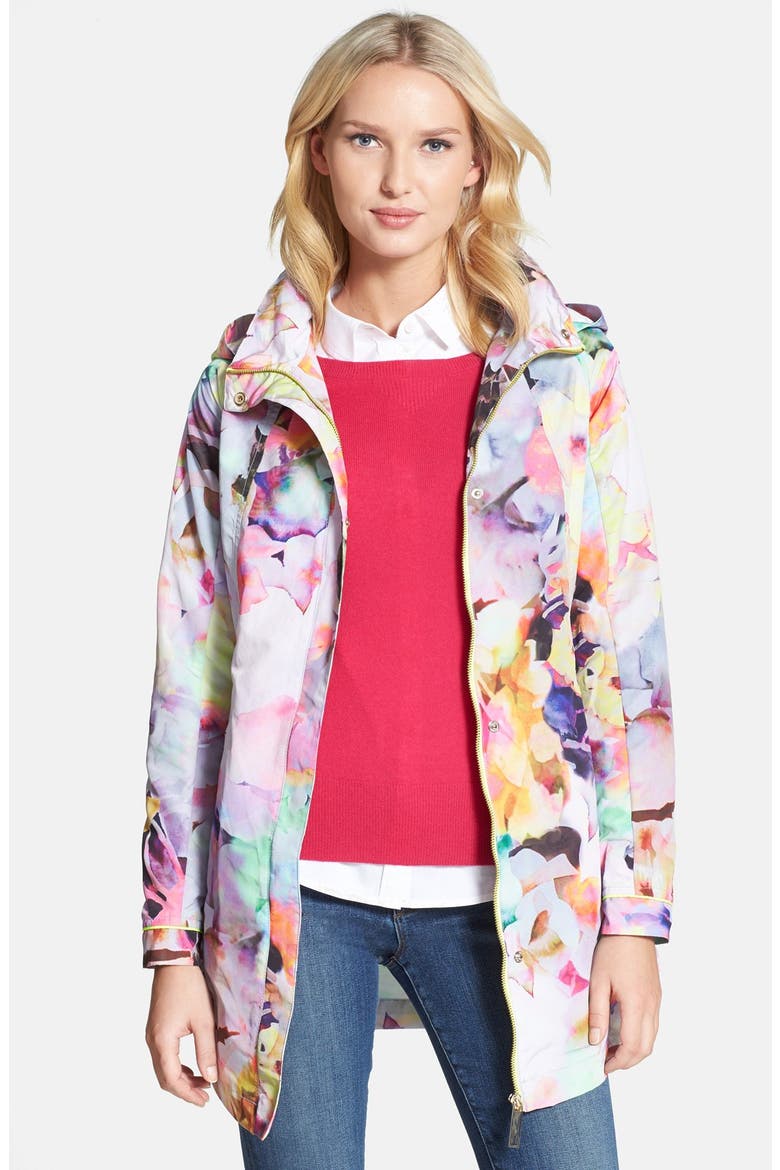 'Duena' Print Hooded Parka, Main, color, LEMON