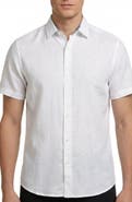 Report Collection Short Sleeve Linen & Cotton Blend Button-Up Shirt