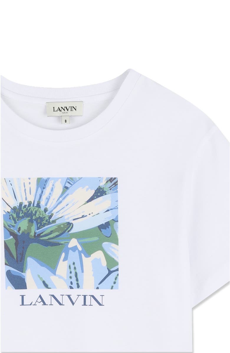 Lanvin Kids Daisy Print Cotton T-Shirt, Alternate, color, Optic White
