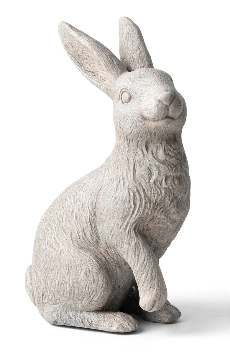 Glitzhome 18"H MGO Sitting Rabbit Garden Statue, Alternate, color, White