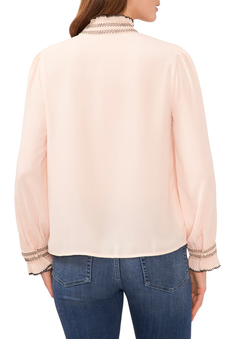 Contrast Stitch Pintuck Shirt, Alternate, color, PEACH DUST