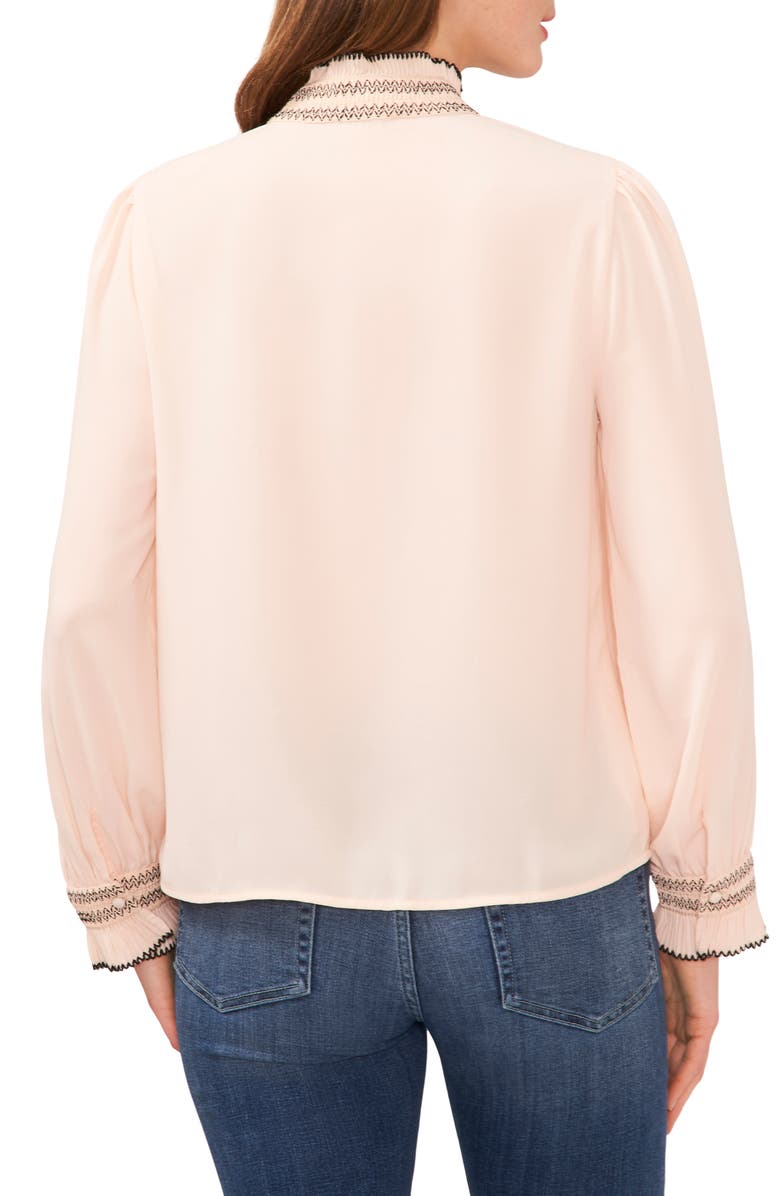 CeCe Contrast Stitch Pintuck Shirt, Alternate, color, Peach Dust
