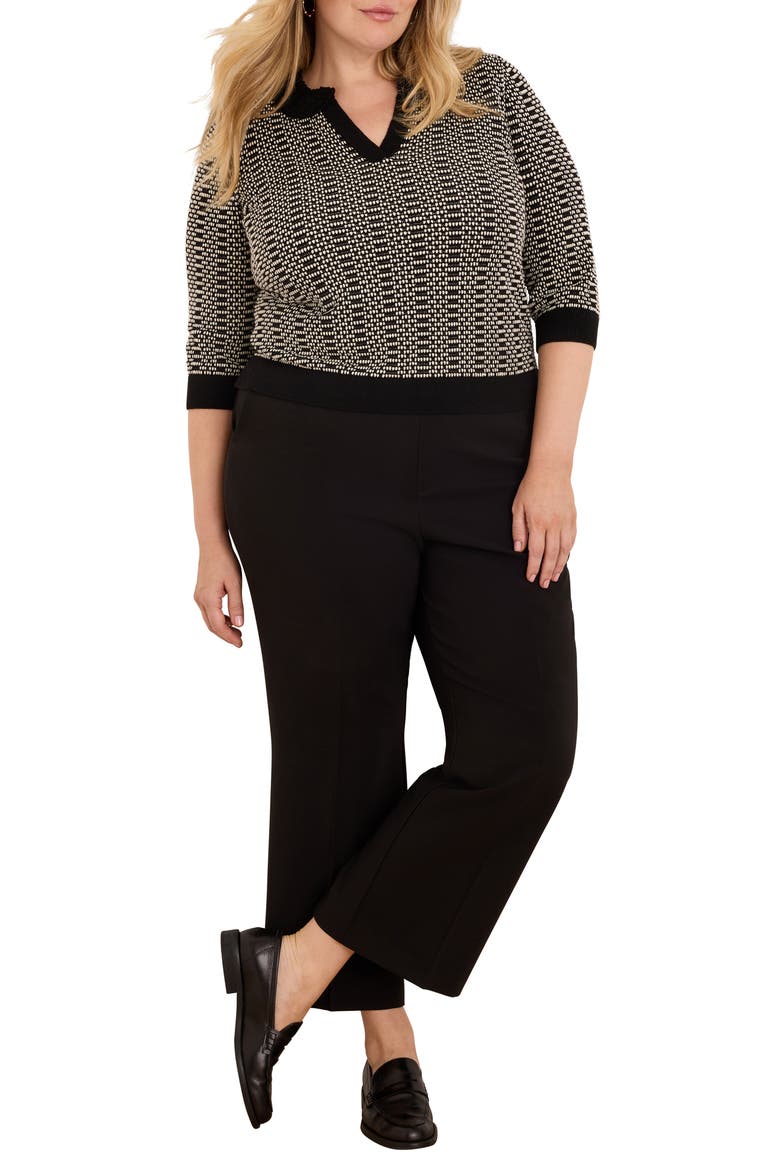 Geo Stitch Collared Sweater, Alternate, color, BLACK MULTI