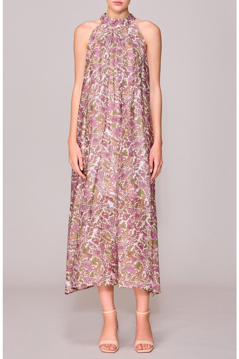 Organza Sleeveless Maxi Dress, Main, color, IVORY/ LILAC PRINT