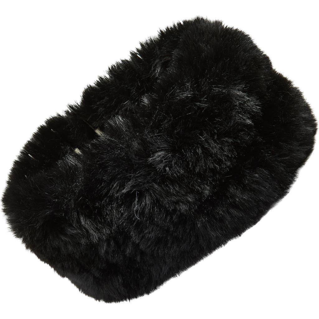 La Fiorentina Faux Shearling Headband In Black