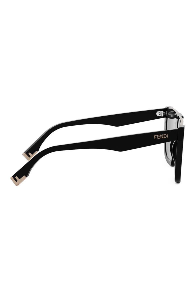 'Fendi Way Flat Top Sunglasses, Alternate, color, SHINY BLACK / SMOKE