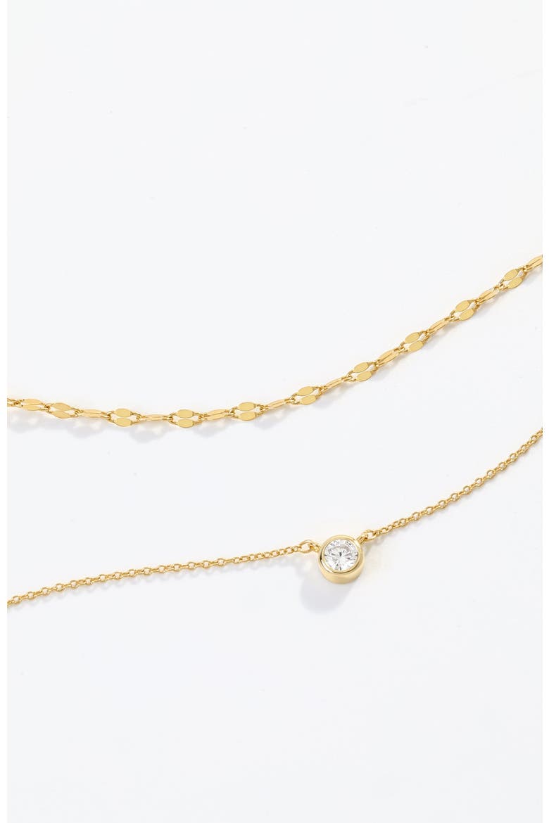 Classic Bezel Necklace and Petal Chain Set, Alternate, color, 18k Gold Over Sterling Silver