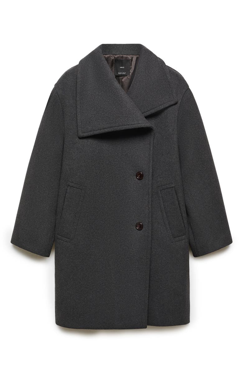 MANGO Asymmetric Lapel Wool Blend Coat, Alternate, color, 