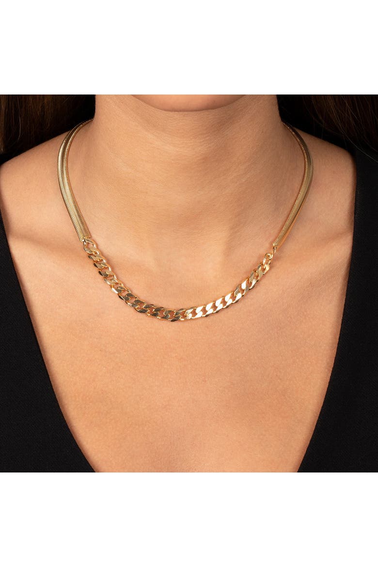 Chunky Vintage Snake X Cuban Chain Necklace, Alternate, color, Gold