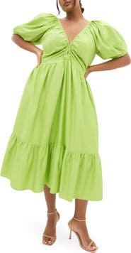 City Chic Grace Puff Sleeve Midi Dress