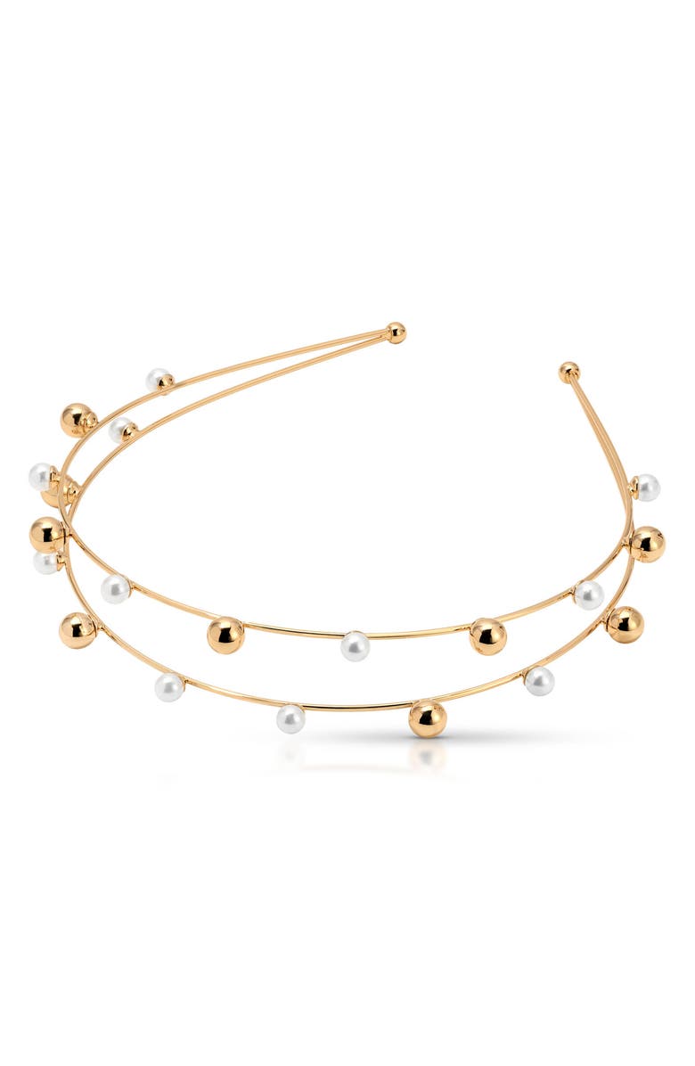 Ettika Faux Pearl Bubble Headband, Alternate, color, Gold
