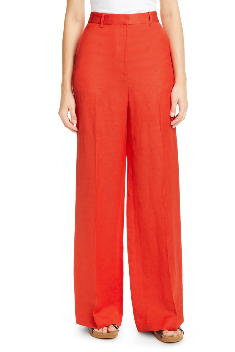 Jimson Linen & Cotton Wide Leg Pants, Main, color, POPPY