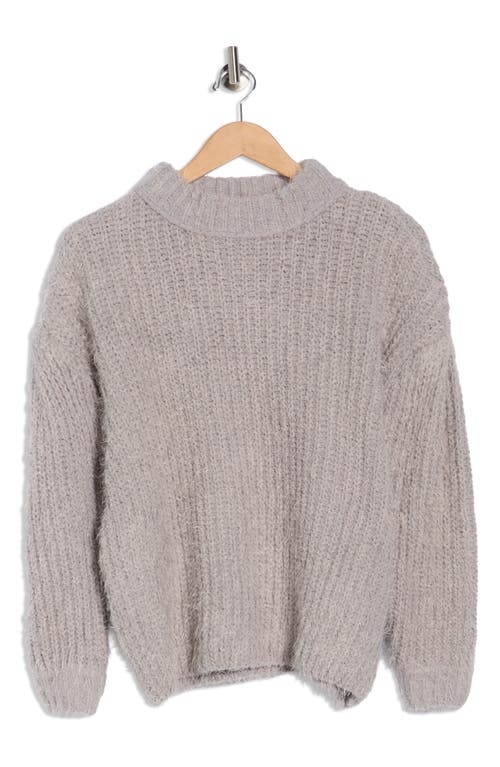 Industry Republic Clothing Mock Neck Eyelash Knit Sweater In Gray
