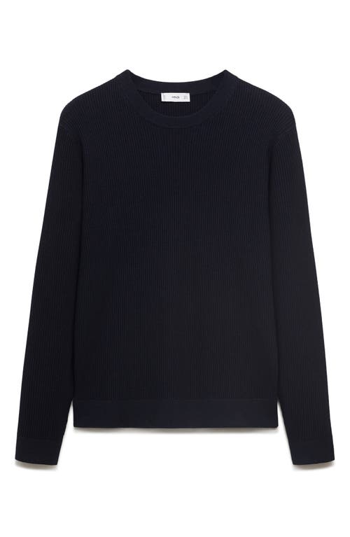 Mango Regular Fit Crewneck Rib Sweater In Blue