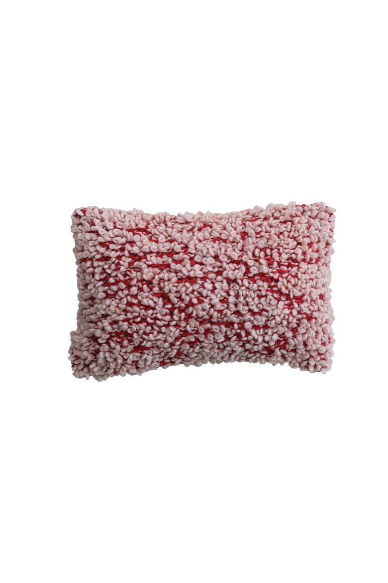 Hand-Knit Cotton Lumbar Pillow, Main, color, Red and Pink