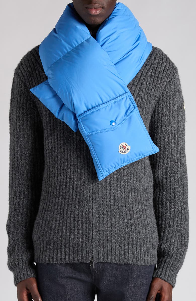 Moncler Down Puffer Scarf, Alternate, color, Nebulas Blue