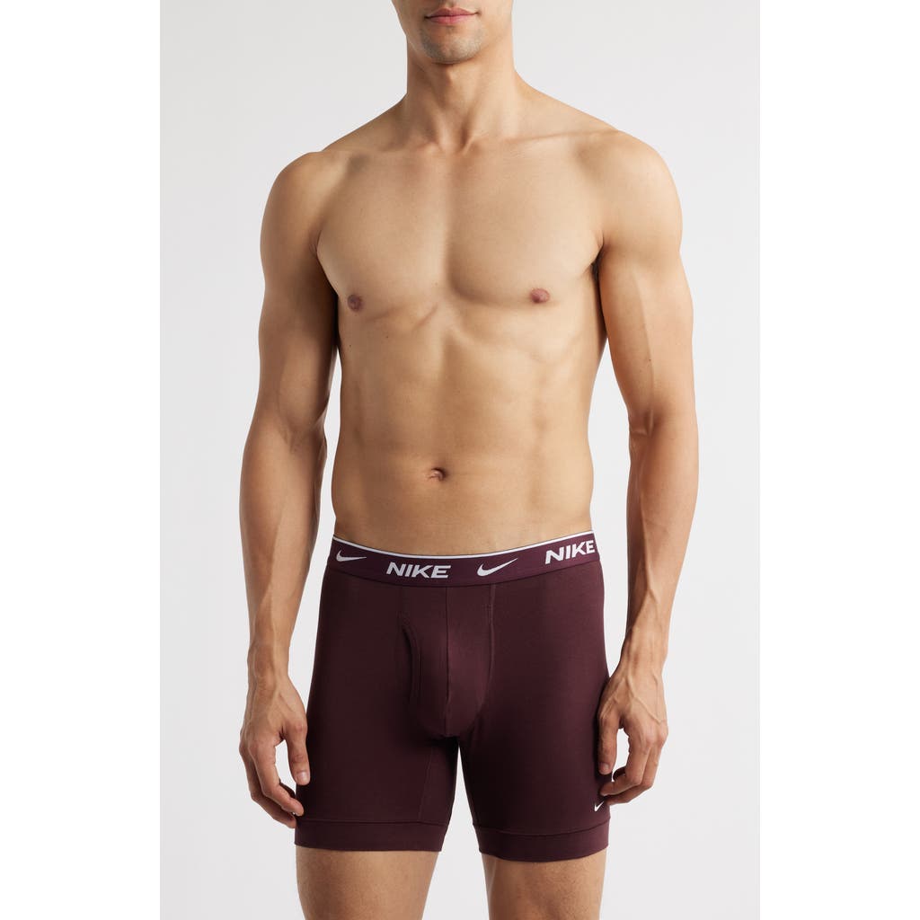 Nike Men's Dri-fit Essential Cotton Stretch Boxer Briefs (3-pack) In Uni Blue/blue Void/burgundy