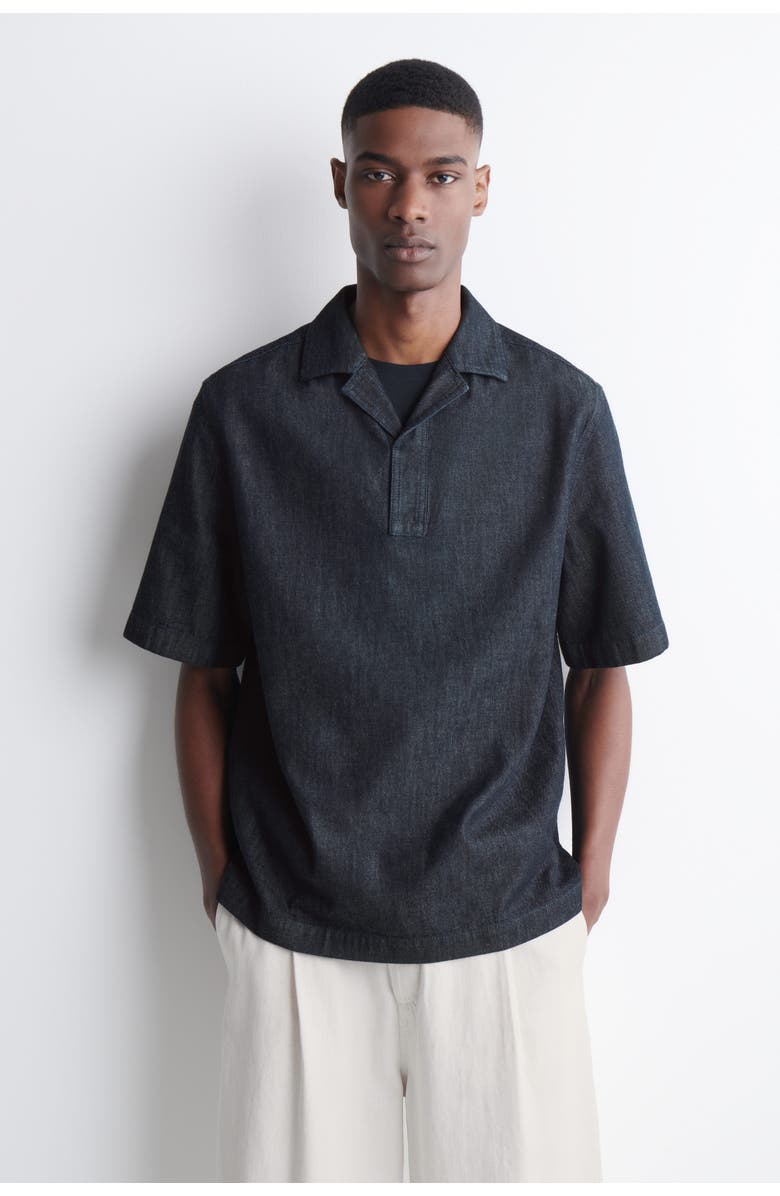 COS Denim Popover Shirt, Main, color, Indigo