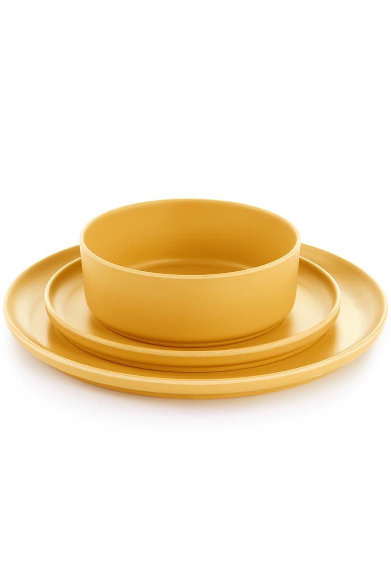 Canyon Crest 12 Piece Round Melamine Dinnerware Set, Alternate, color, Yellow