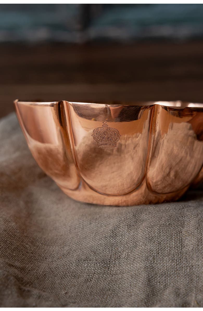 Coppermill Kitchen Vintage Inspired Copper Fluted Bowls with Crown Engraving - Set of 2, Alternate, color, Copper