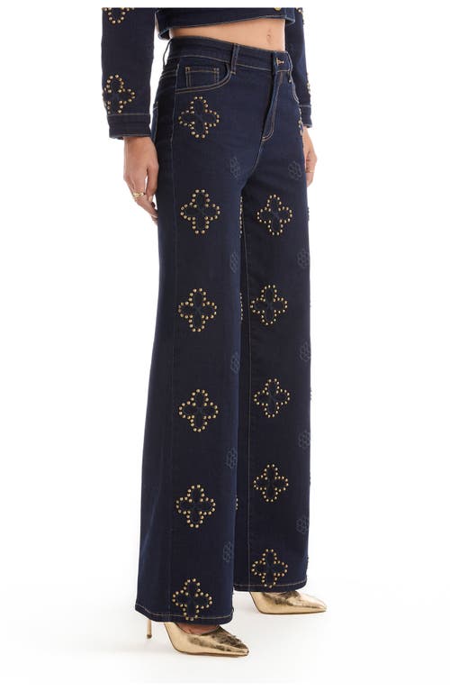 The Noli Shop Kaia Studded High Rise Jean Petite In Blue