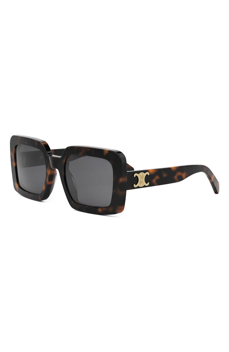 CELINE Triomphe 56mm Square Sunglasses, Alternate, color, Dark Havana / Smoke