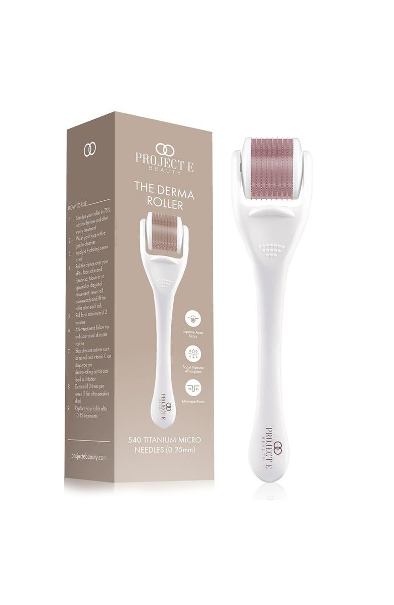Project E Beauty The Derma Roller 540 Titanium Microneedle Facial Tool, Main, color, White